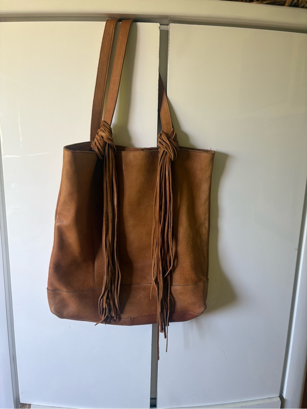 American Darling Fringe Leather Tote in Cognac
